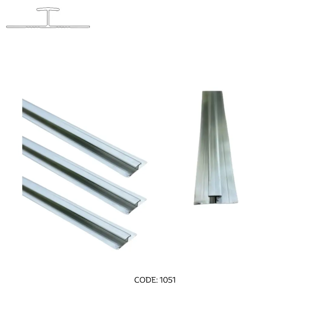 Aluminum H middle channel Silver 2950mm (9.5ft) - 1051