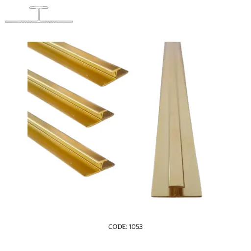 [1053] Aluminium H middle channel gold 2950mm (9.5ft) - 1053